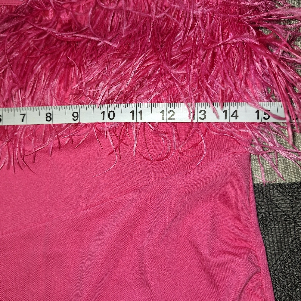 NWT Women’s Blue B Bodycon Feather Accent Mini Strapless Dress Pink Medium - Picture 10 of 11